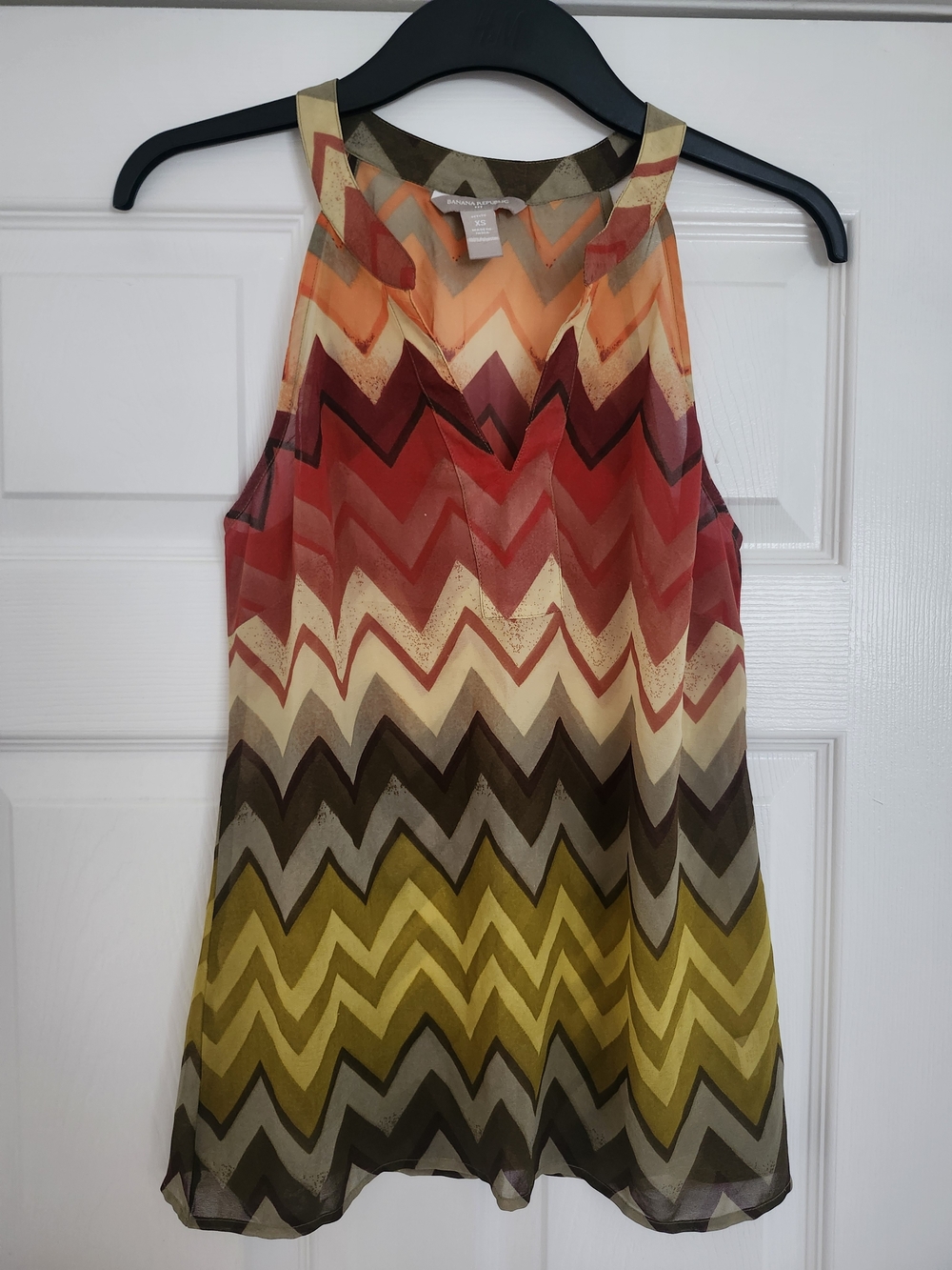 Banana Republic Orange and Brown Chevron Print Blouse